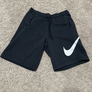 Nike Short Pants Mans Medium Black Heavyweight Fleece Lined Drawstring Athletic